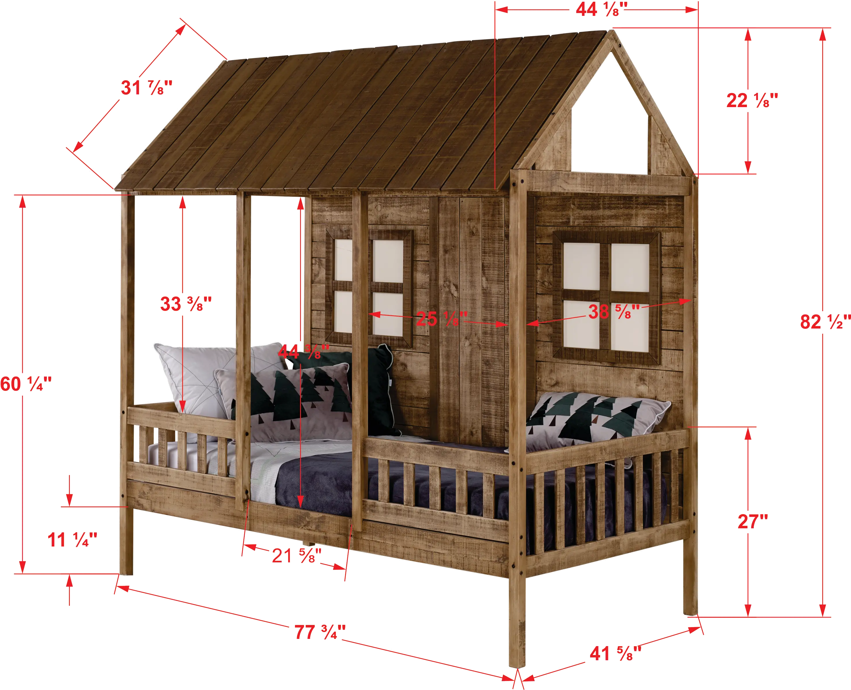 Rustic Driftwood Twin Low Loft Bed with Storage - Front Porch-5