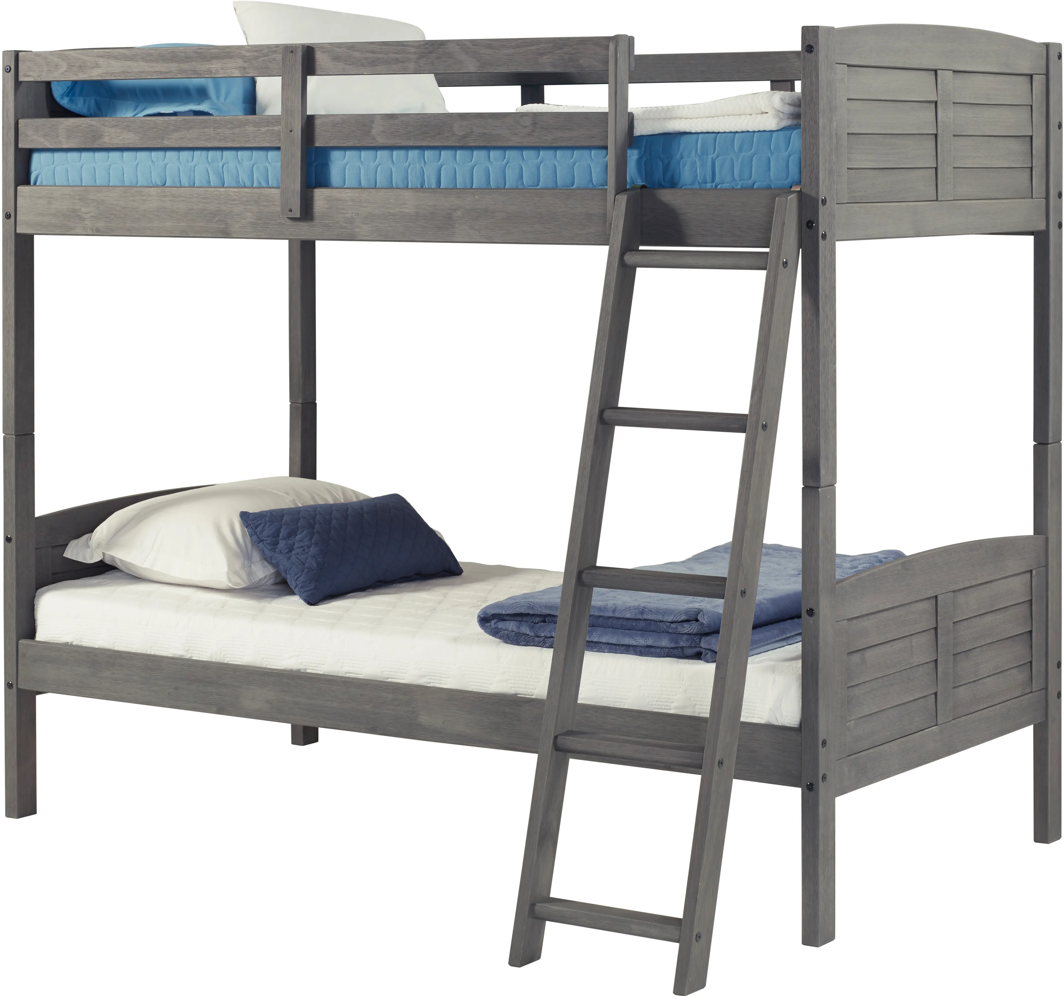 Antique Gray Twin over Twin Bunk Bed - Louver-1