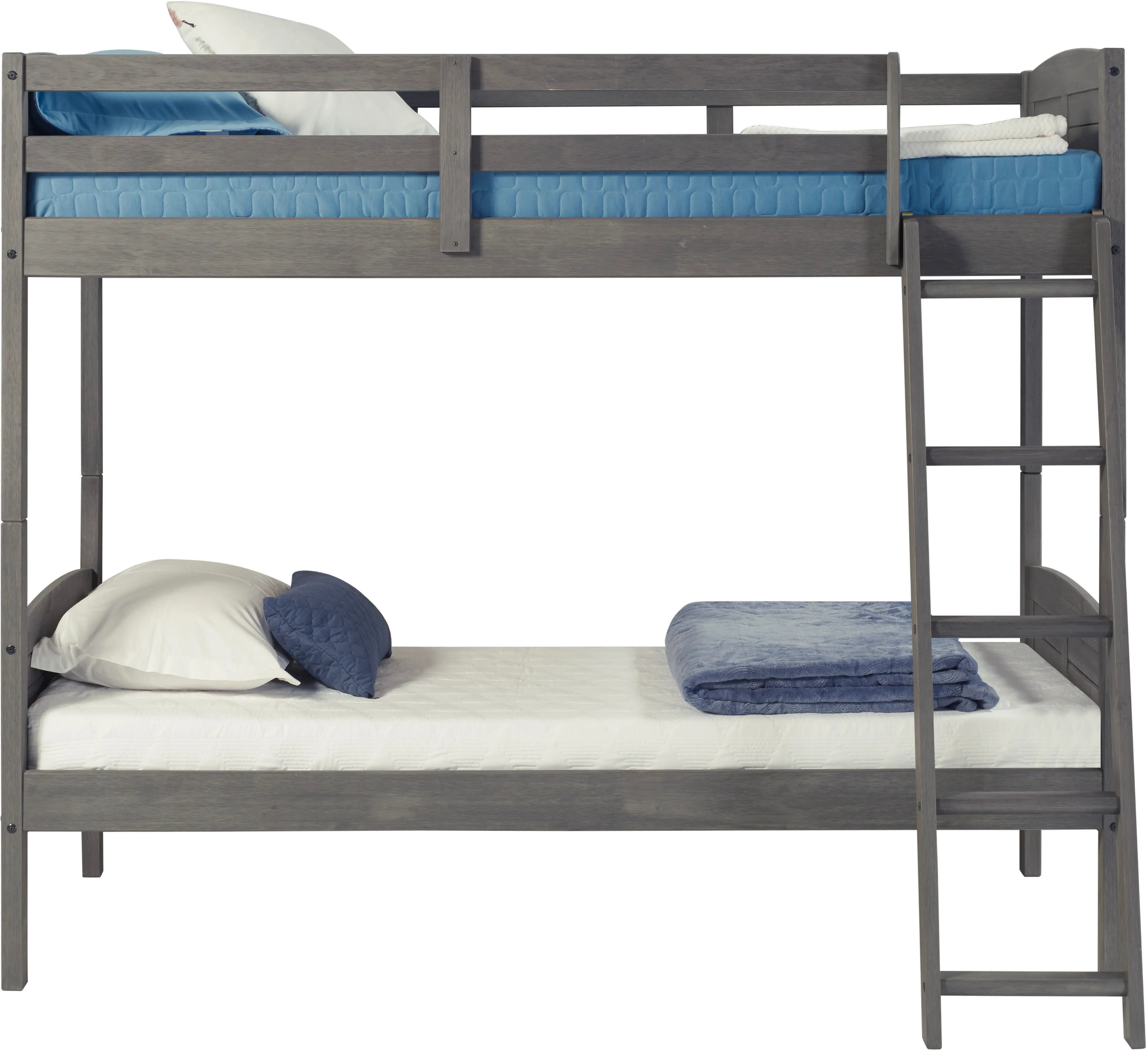 Antique Gray Twin over Twin Bunk Bed - Louver-3