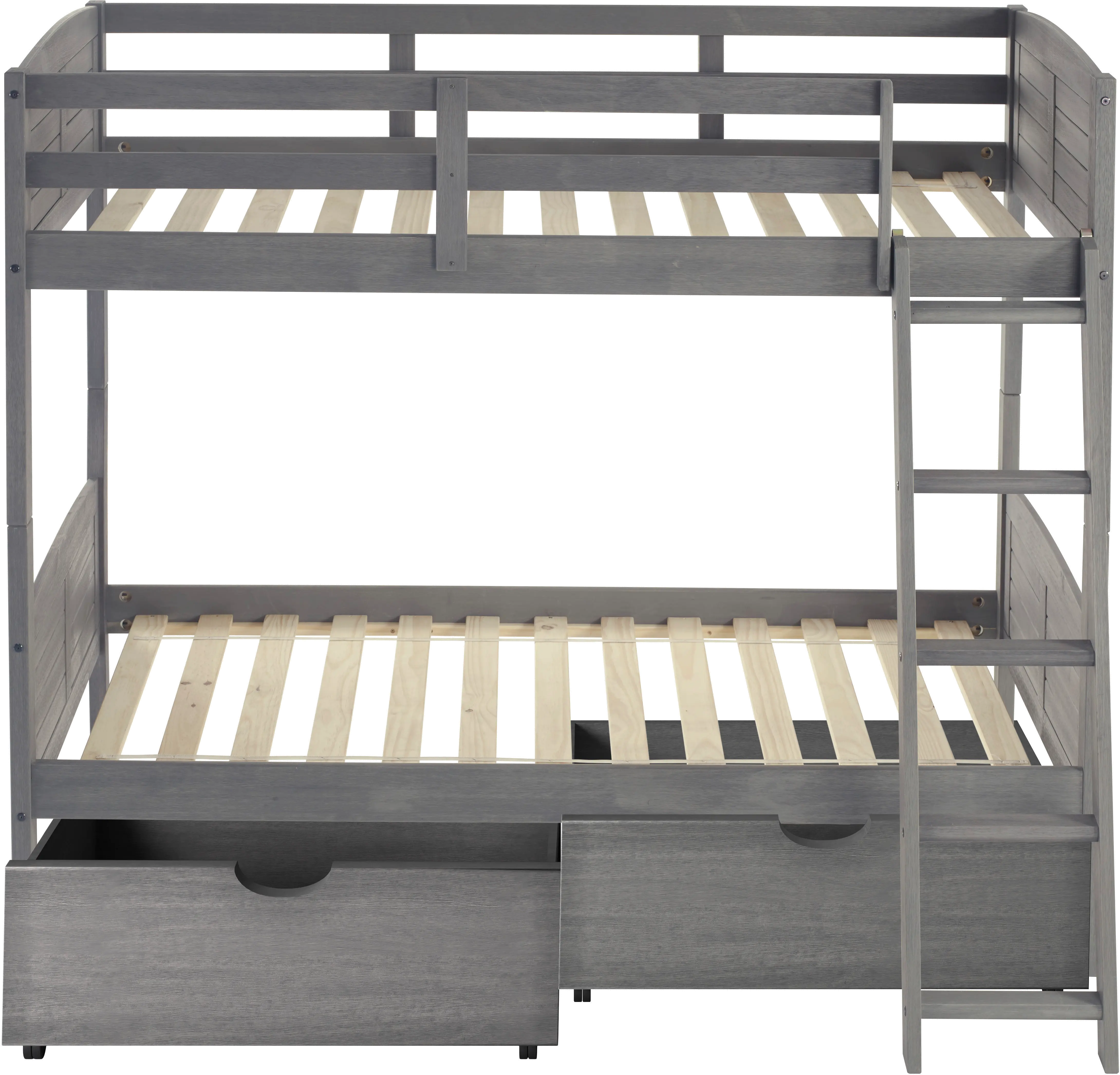 Antique Gray Twin over Twin Bunk Bed with Storage - Louver-4