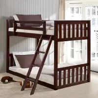 Cappuccino Brown Twin over Twin Floor Bunk Bed