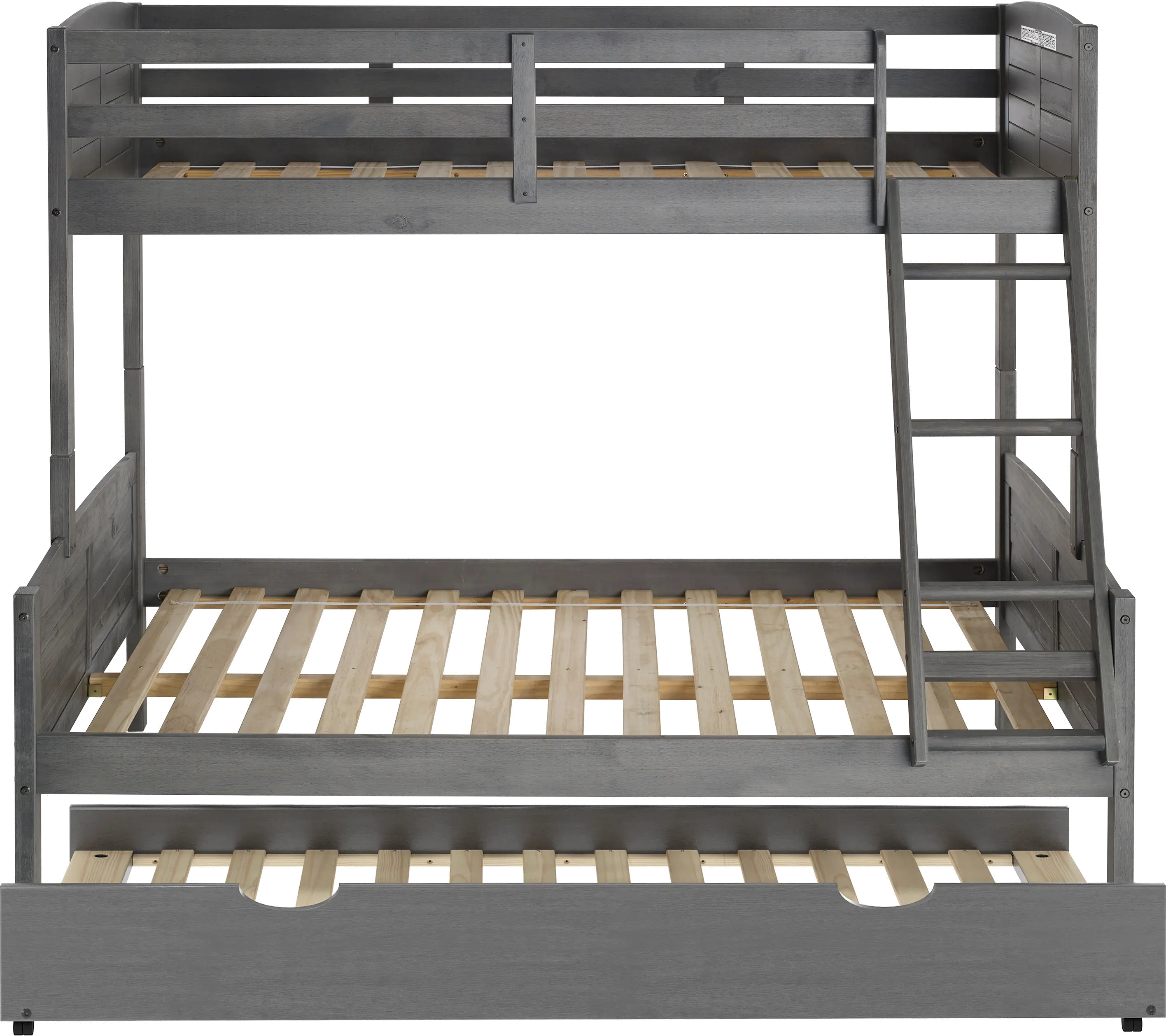 Antique Gray Twin over Full Bunk Bed with Trundle - Louver-3