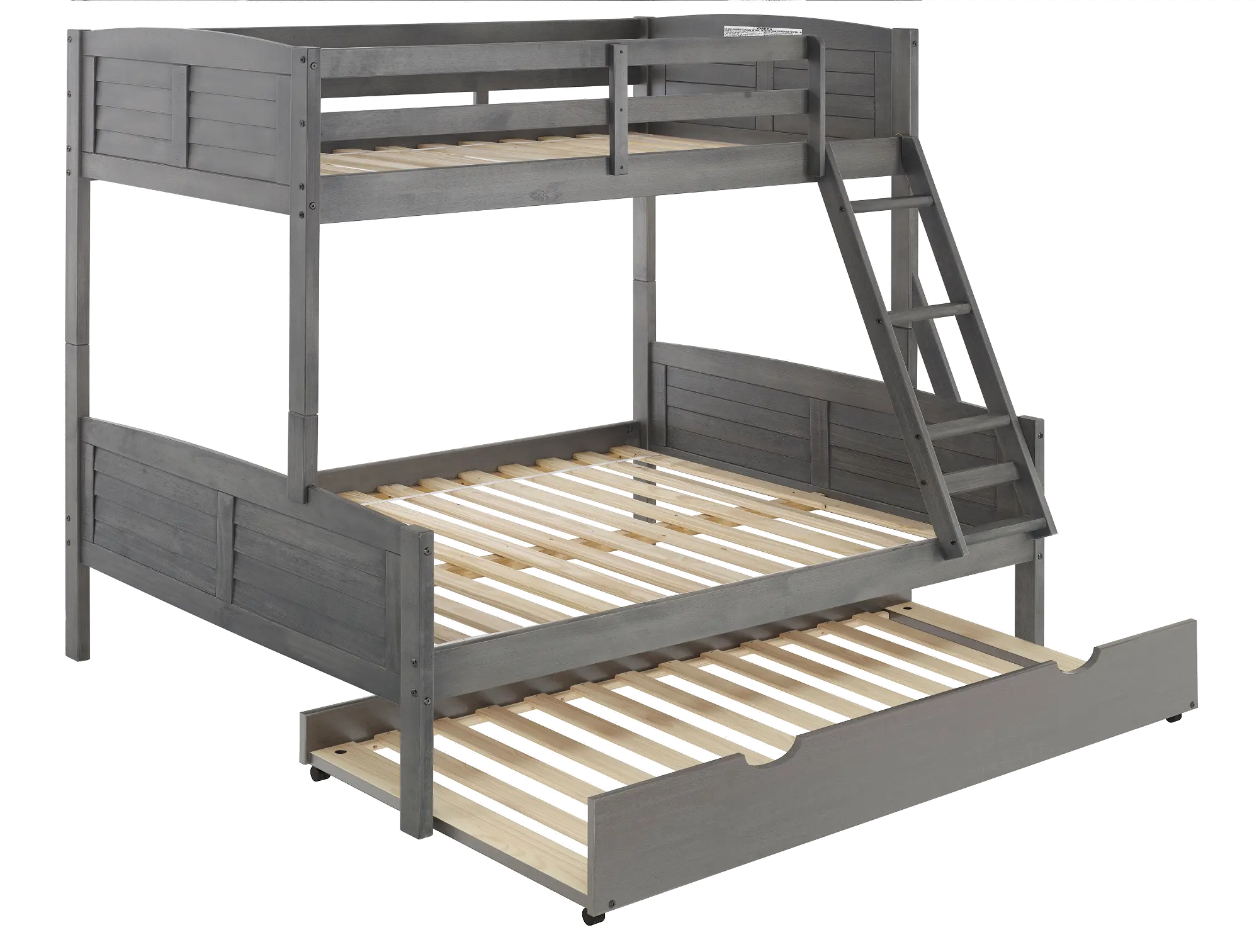 Antique Gray Twin over Full Bunk Bed with Trundle - Louver-4