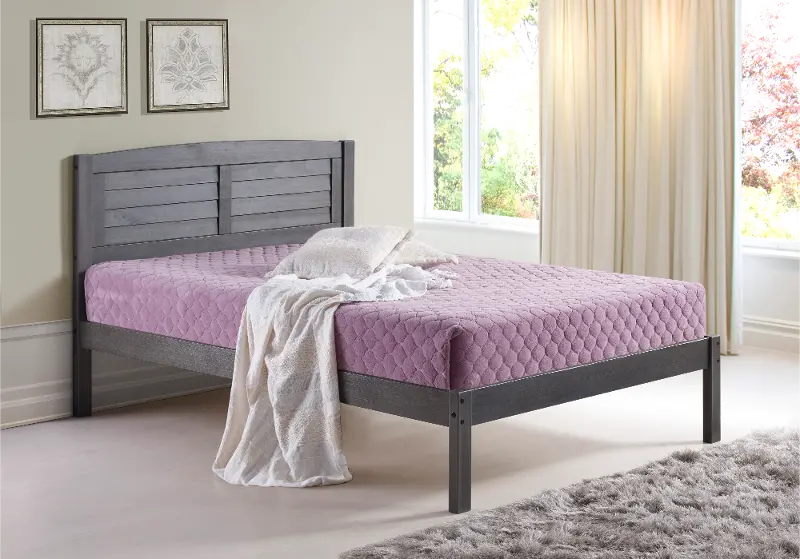 Antique Gray Full Platform Bed - Louver