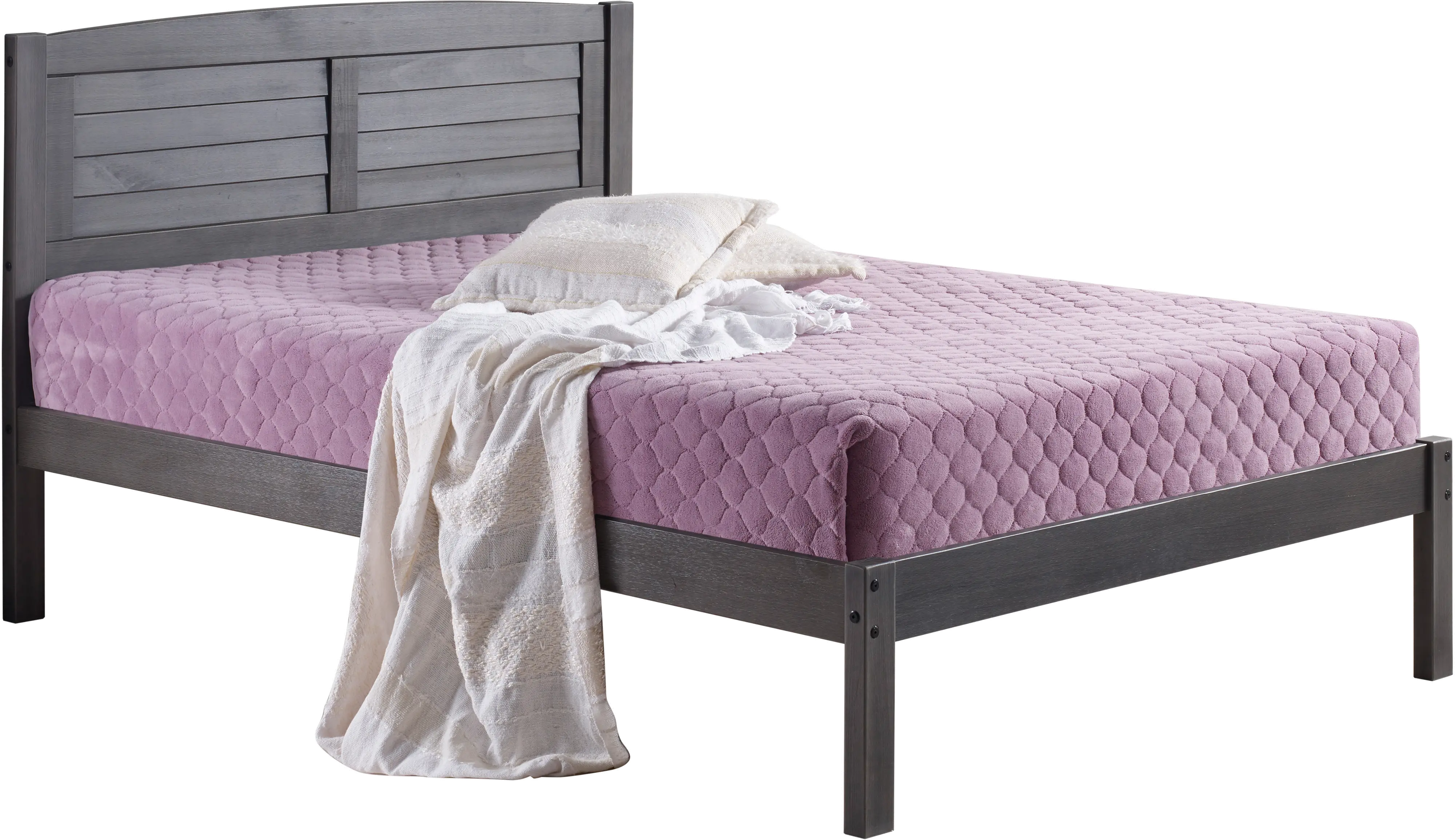 Antique Gray Full Platform Bed - Louver-2