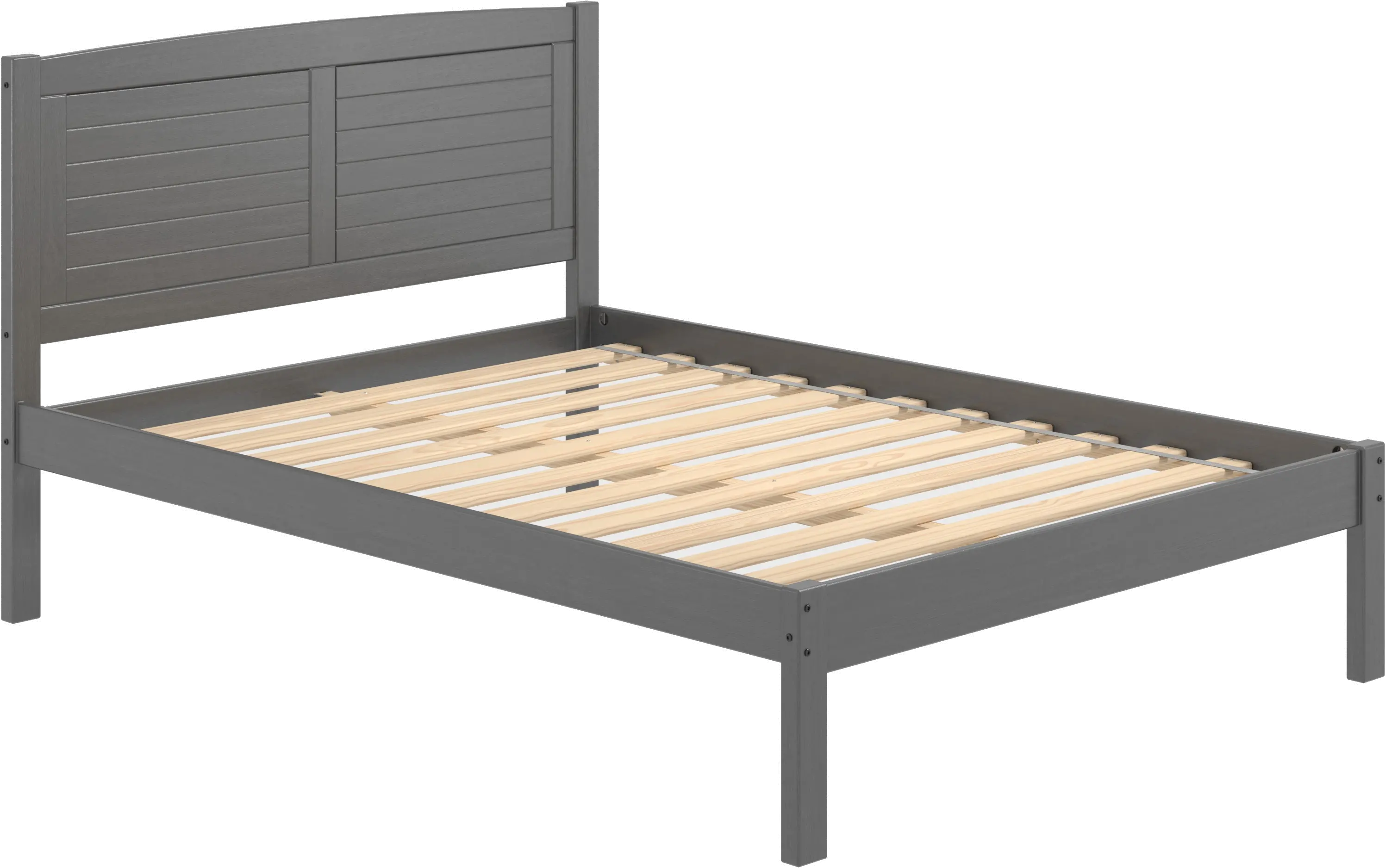 Antique Gray Full Platform Bed - Louver-3