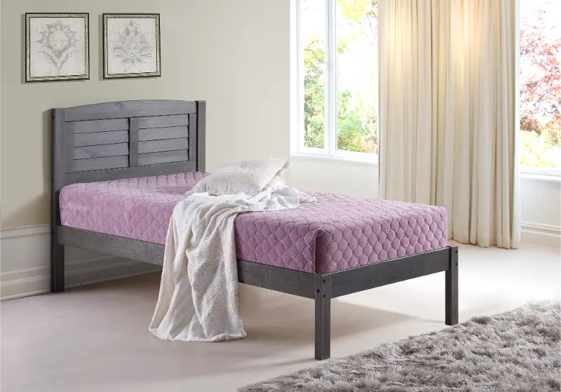 Antique Gray Twin Platform Bed - Louver