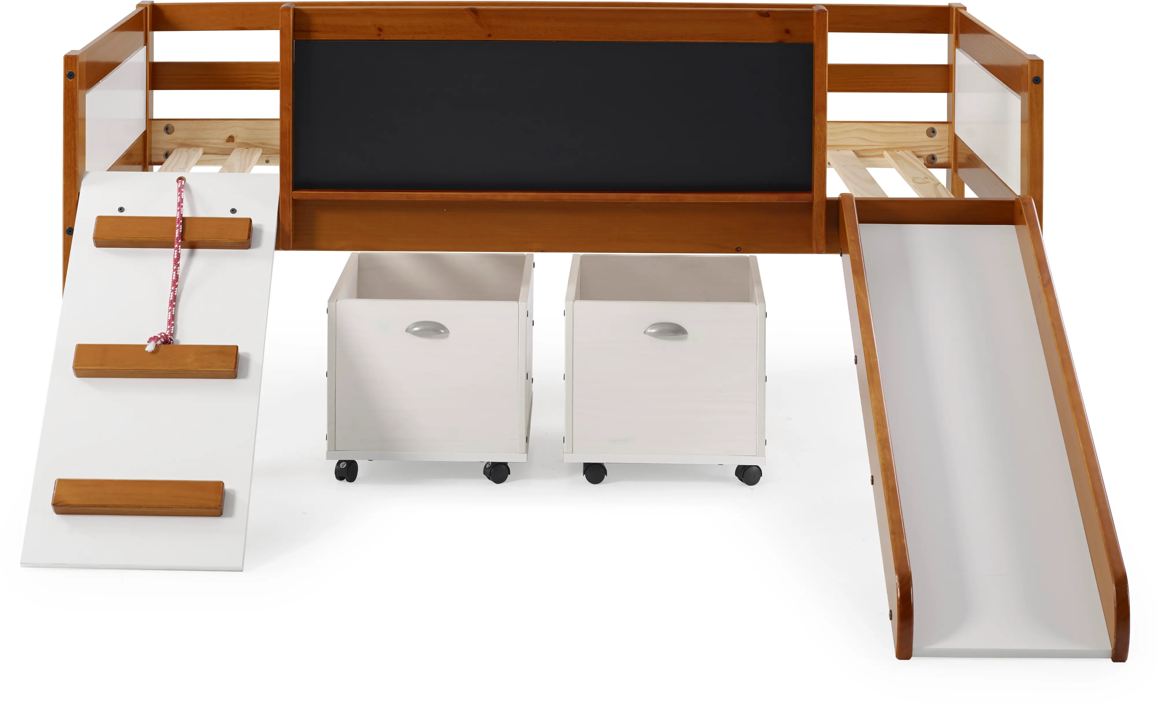 Contemporary Brown and White Twin Low Loft Bed - Junior-1