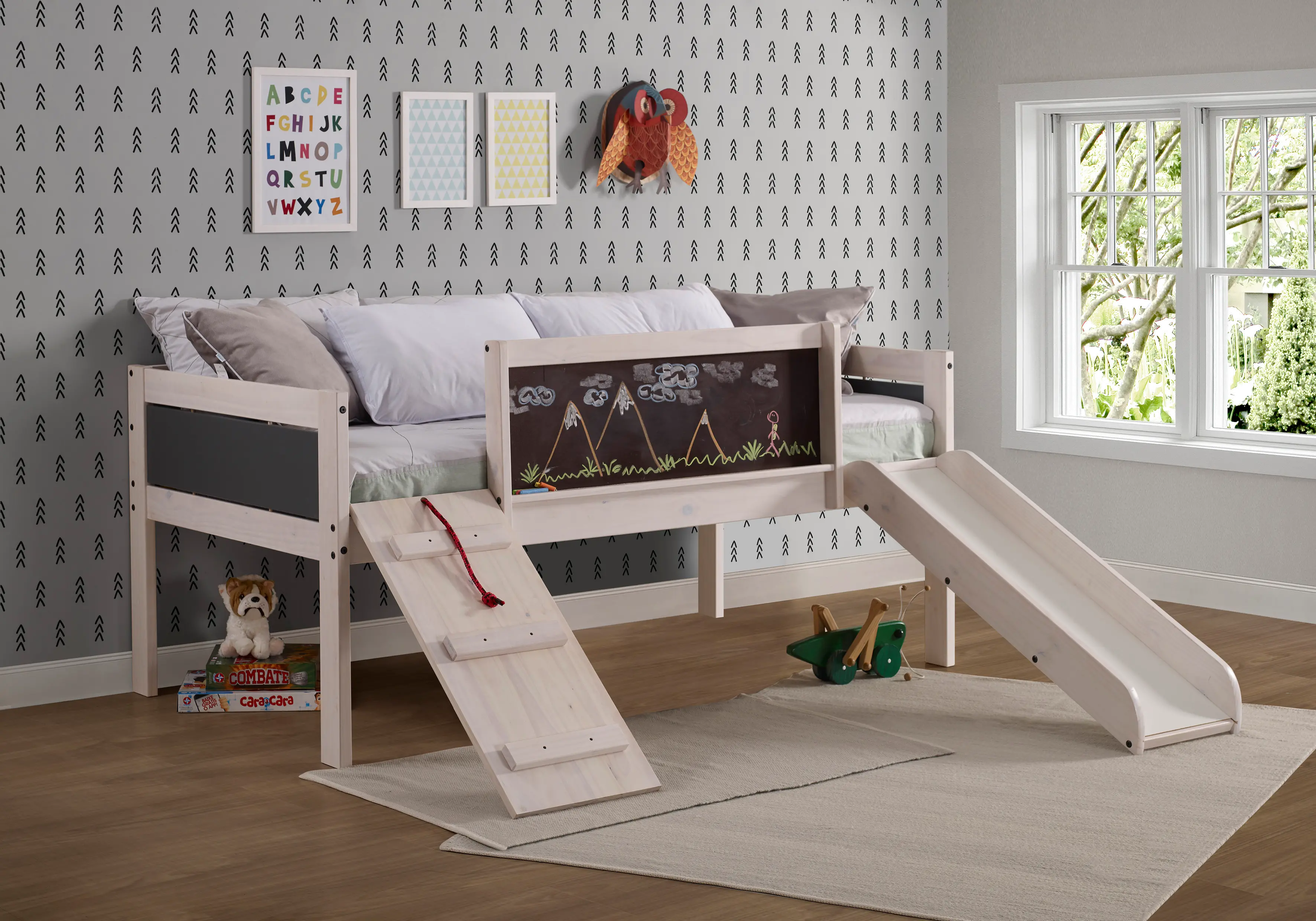 Junior Whitewash Twin Low Loft Bed-2