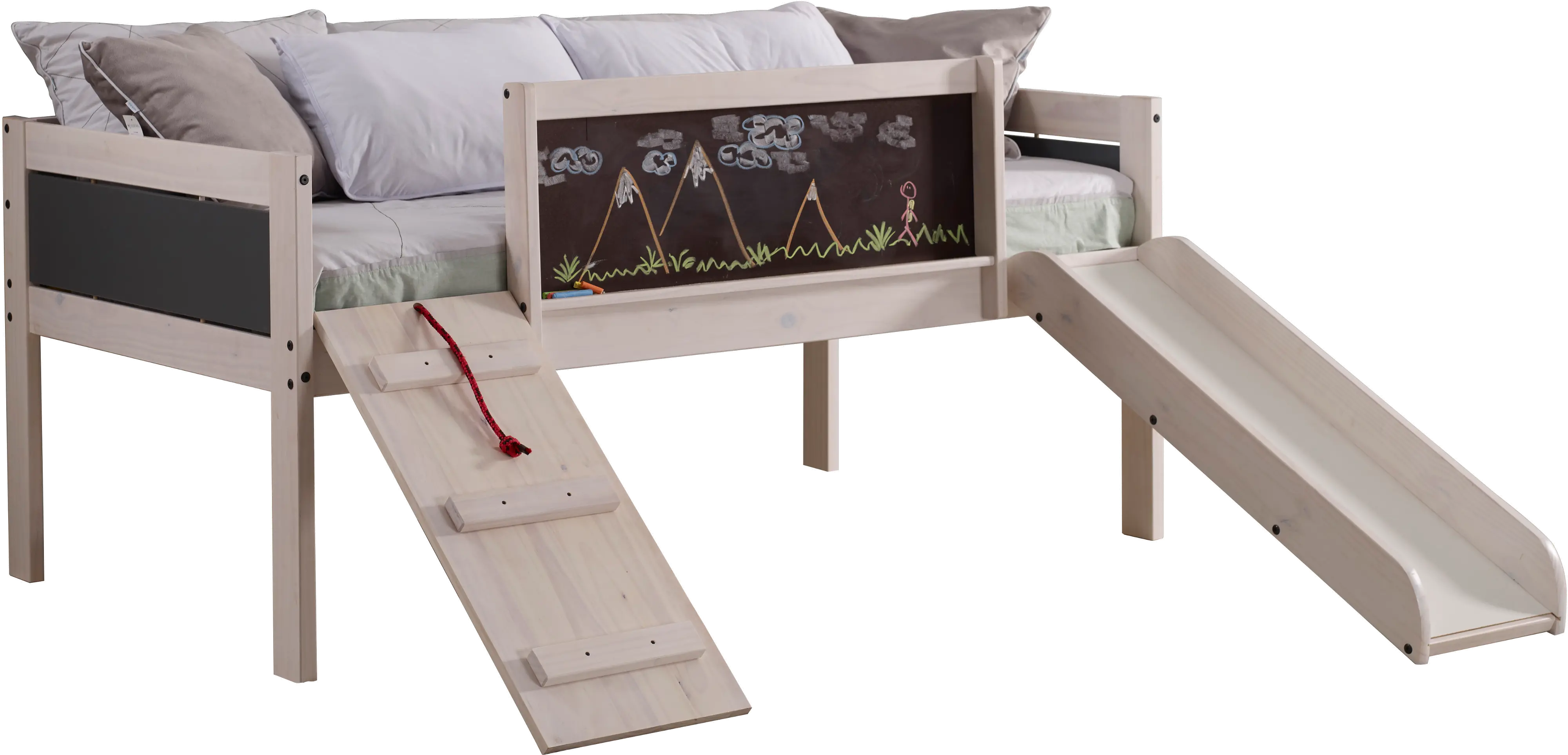 Junior Whitewash Twin Low Loft Bed-1