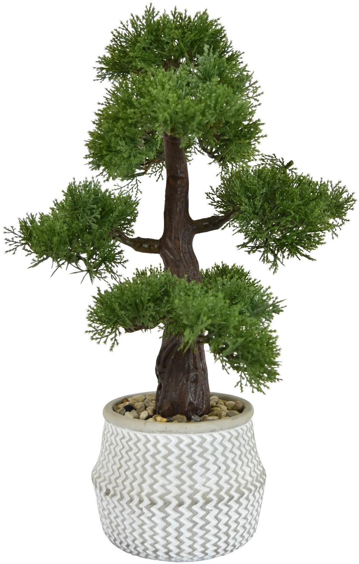 Artificial Green Arrangement in Chevron Patterned Stone Pot-1