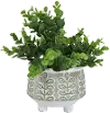Artificial Green Arrangement in White Washed Leaf Container