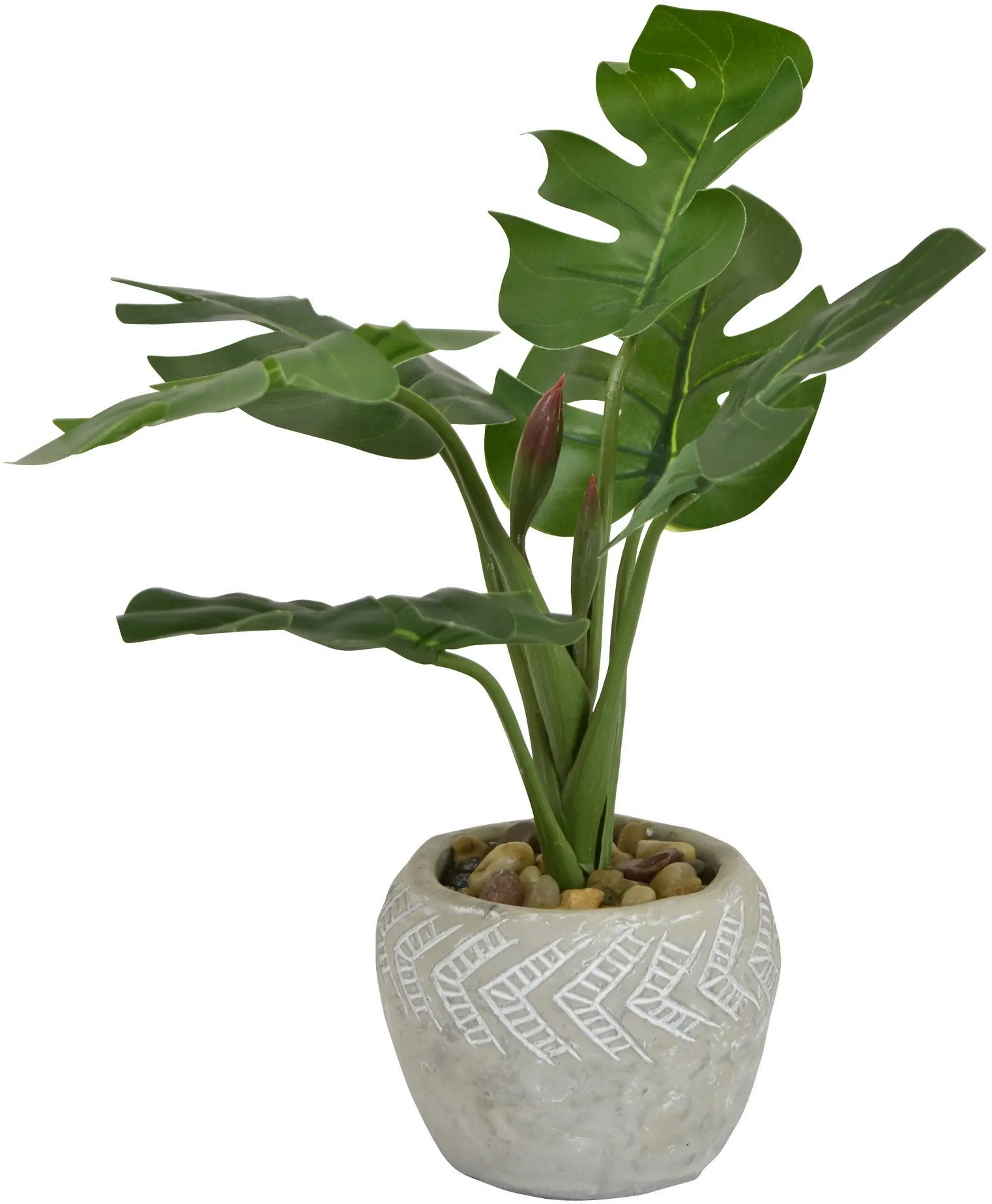 Artificial Green Plant Arrangement in Rustic Leaf Pot-1