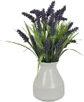 Artificial Green and Lavender Arrangement in Ceramic Container