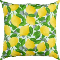 Yellow Lemon and Green Leaf Indoor-Outdoor Throw Pillow