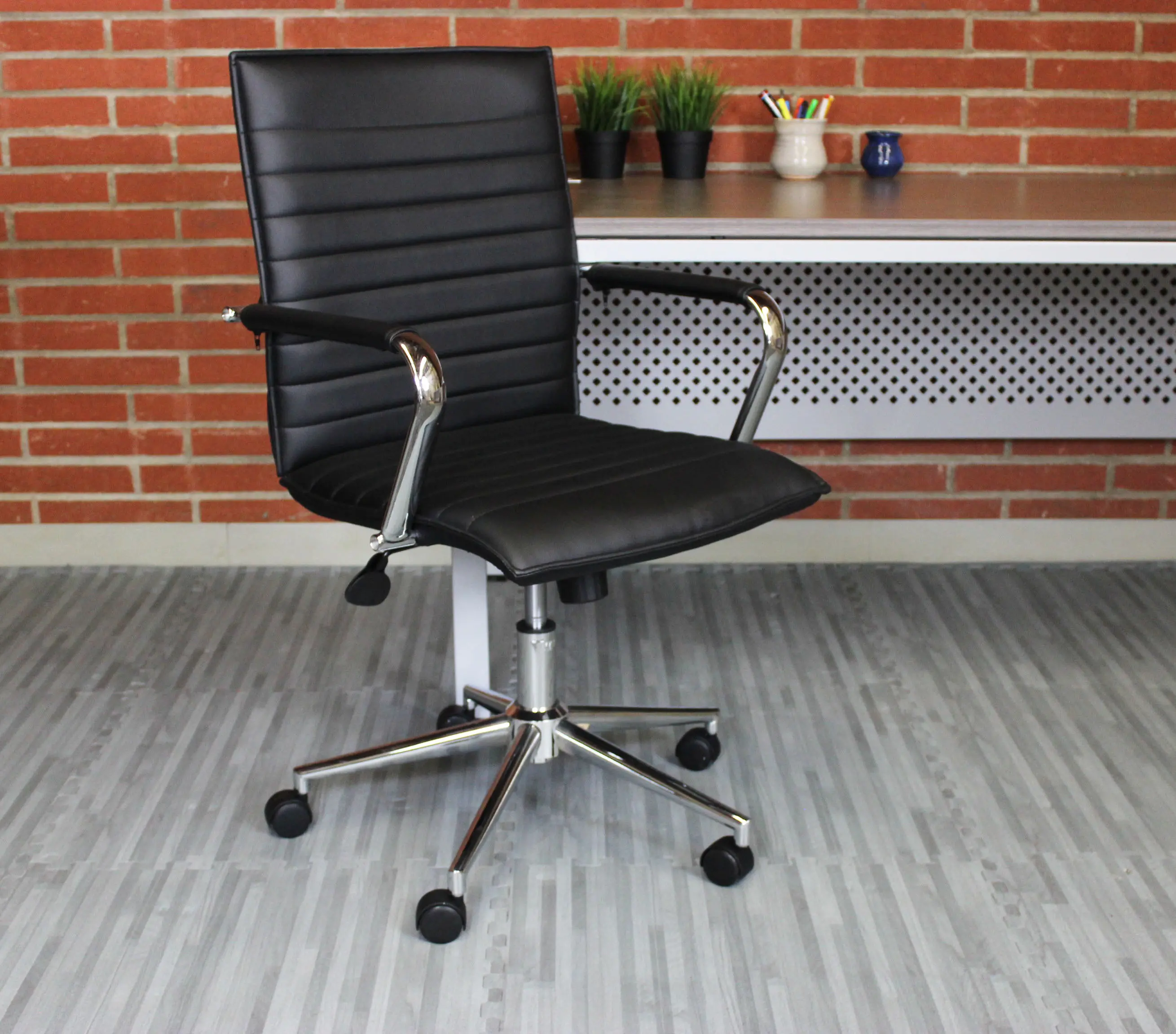 Boss Black Vinyl Hospitality Office Chair-2