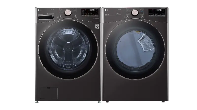 LG Gas Front Load Laundry Pair - Black Stainless Steel