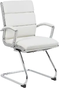 Boss White And Chrome Executive Guest Chair