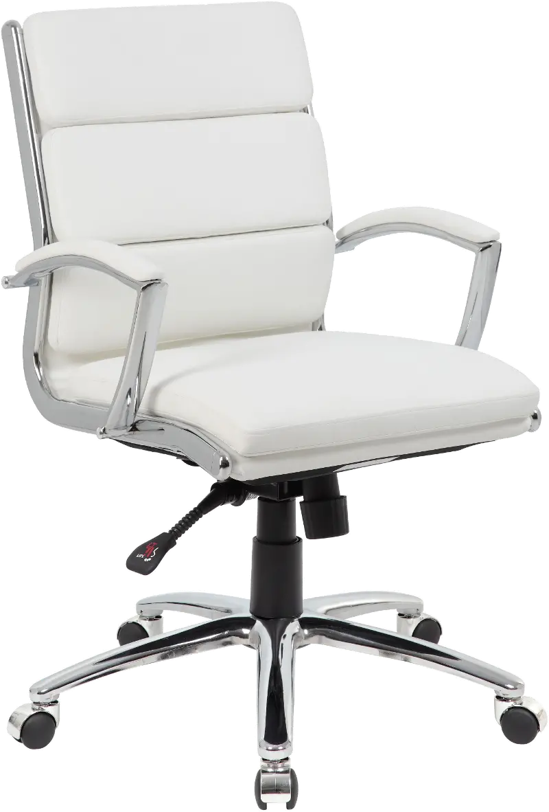 Boss White And Chrome Office Chair