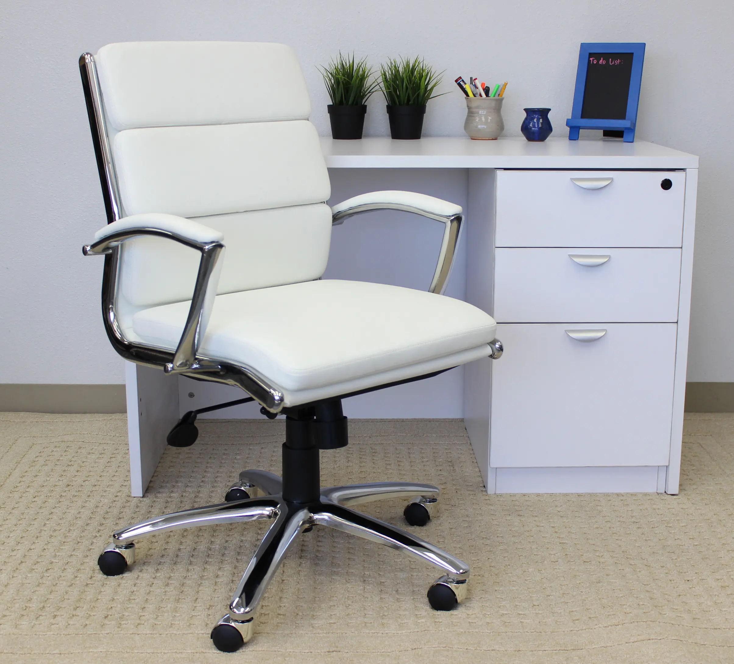 Boss White And Chrome Office Chair-2