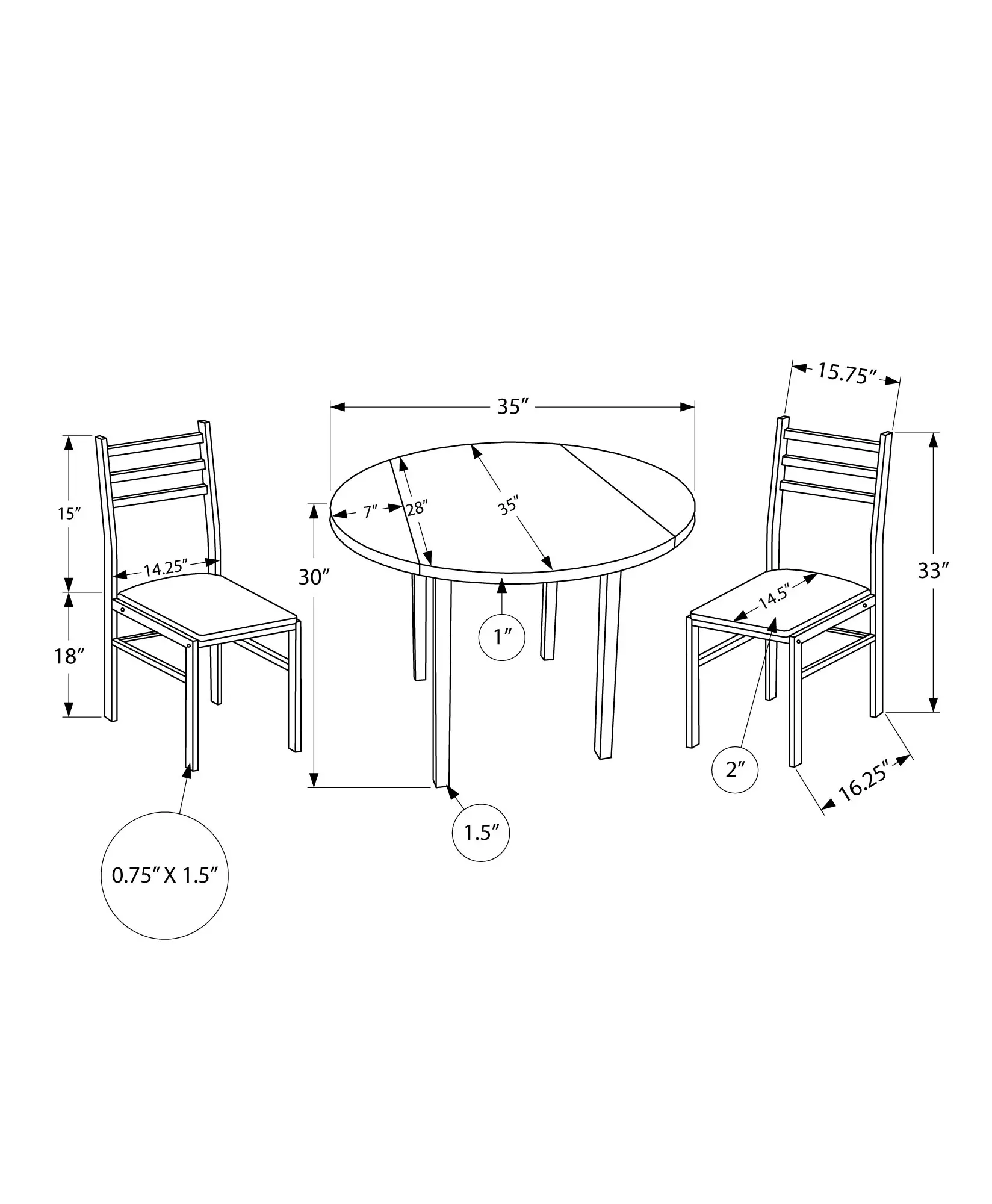 Hadley Taupe 3 Piece Dining Set-3