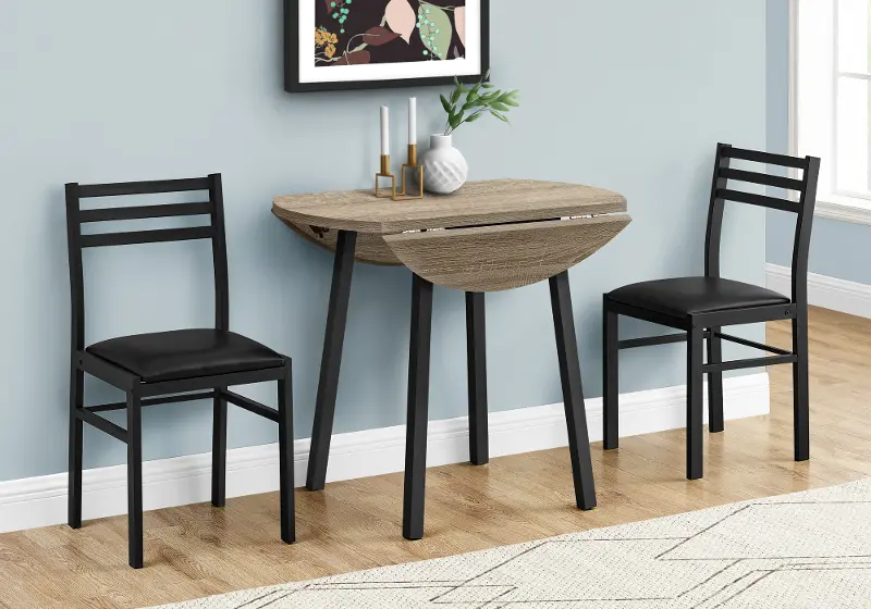 Taupe And Black 3 Piece Dining Room Set