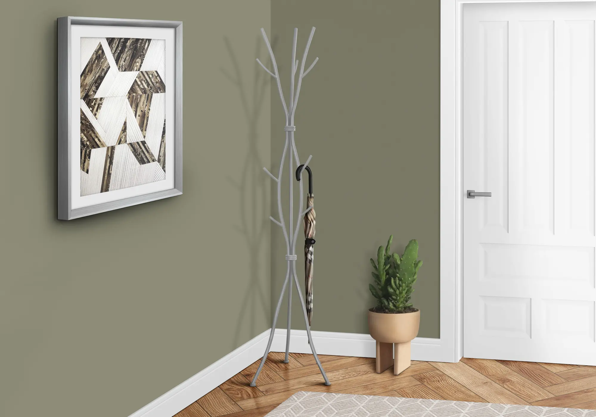 Hammered Silver Contemporary Coat Rack-2