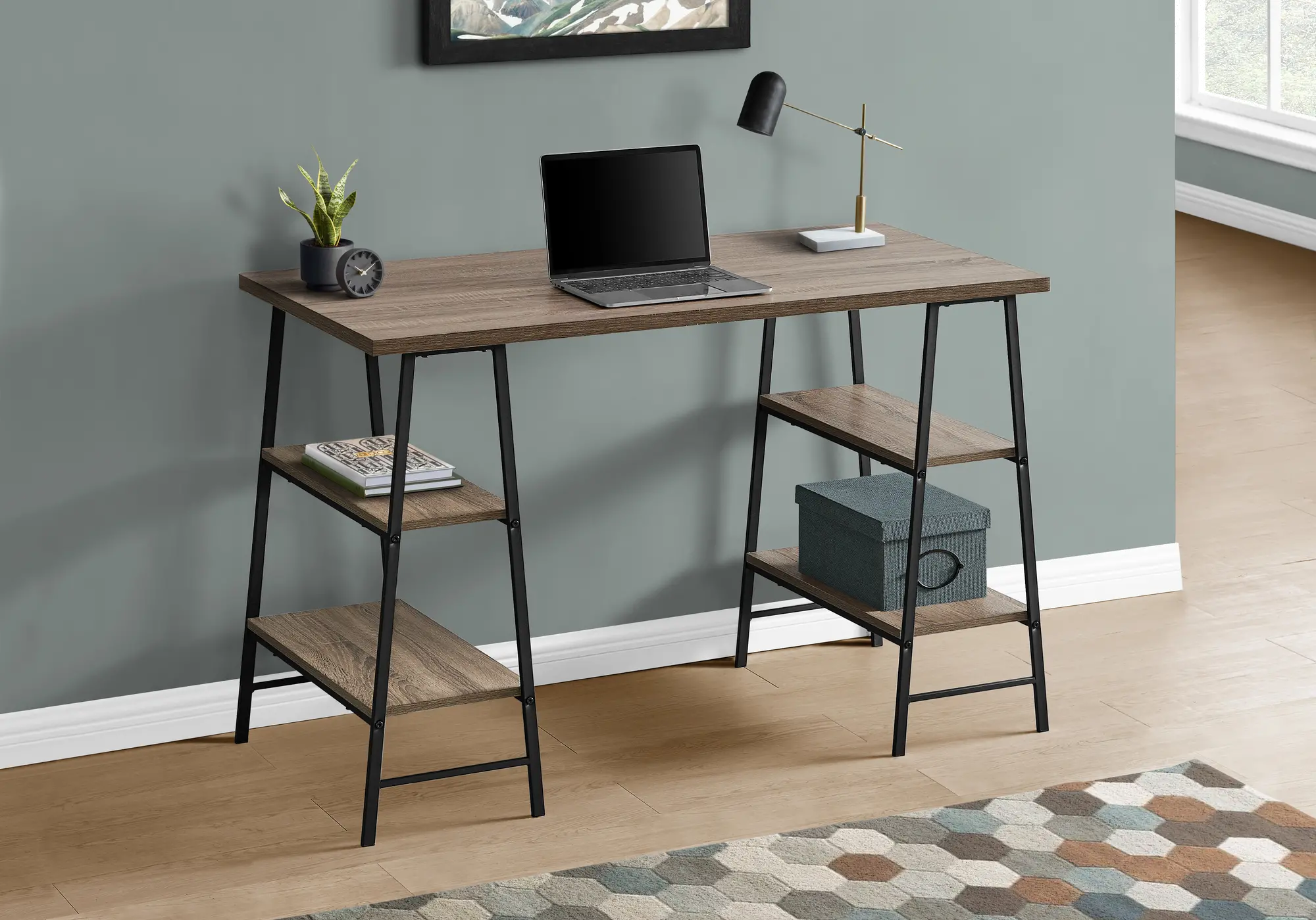 Industrial Taupe and Black Computer Desk-2
