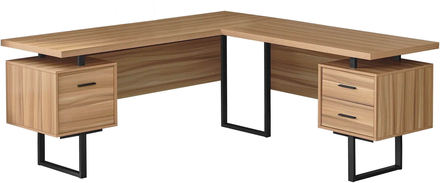 Karner Natural Wood and Black L-Shaped Desk-1