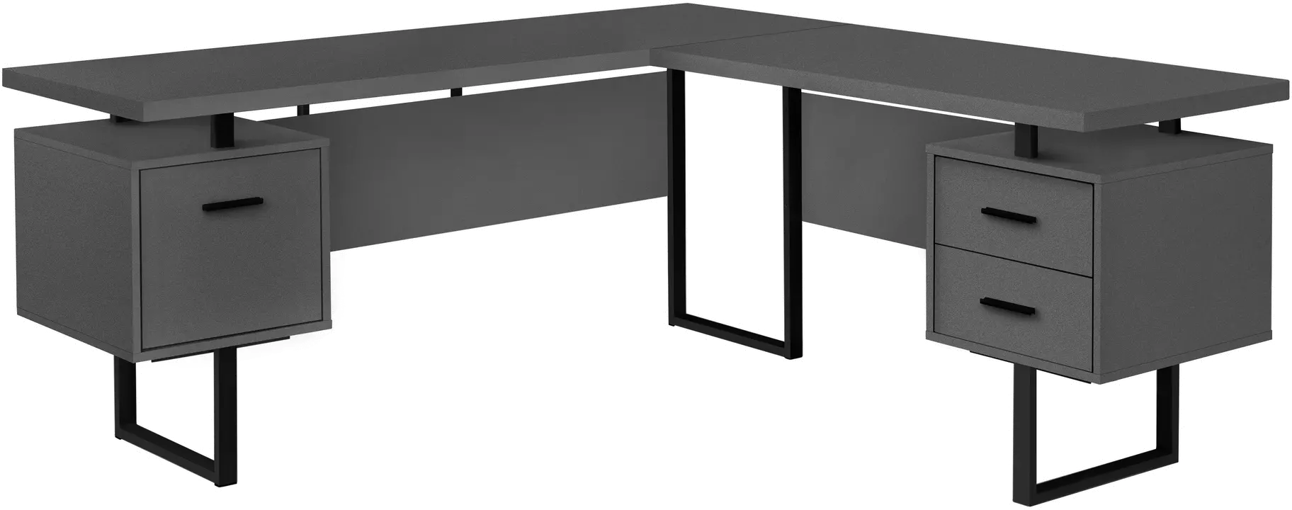 Gray and Black L-Shaped Desk-1