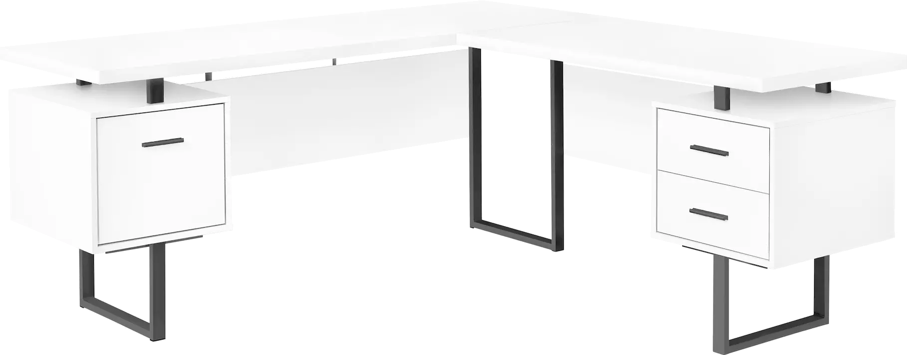 Karner White and Black L-Shaped Desk-1