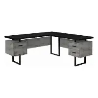 Concrete and Black L-Shaped Desk
