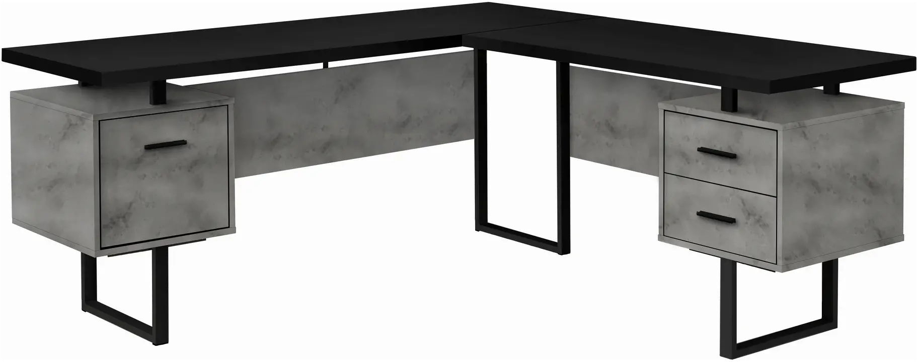 Concrete and Black L-Shaped Desk-1