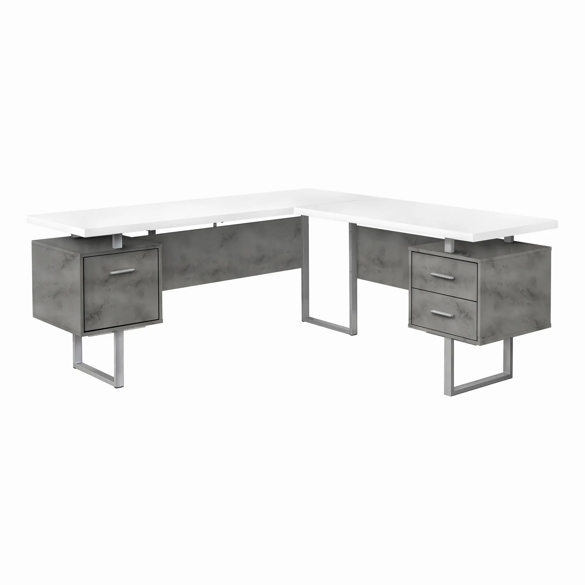 Concrete and White L-Shaped Desk-3