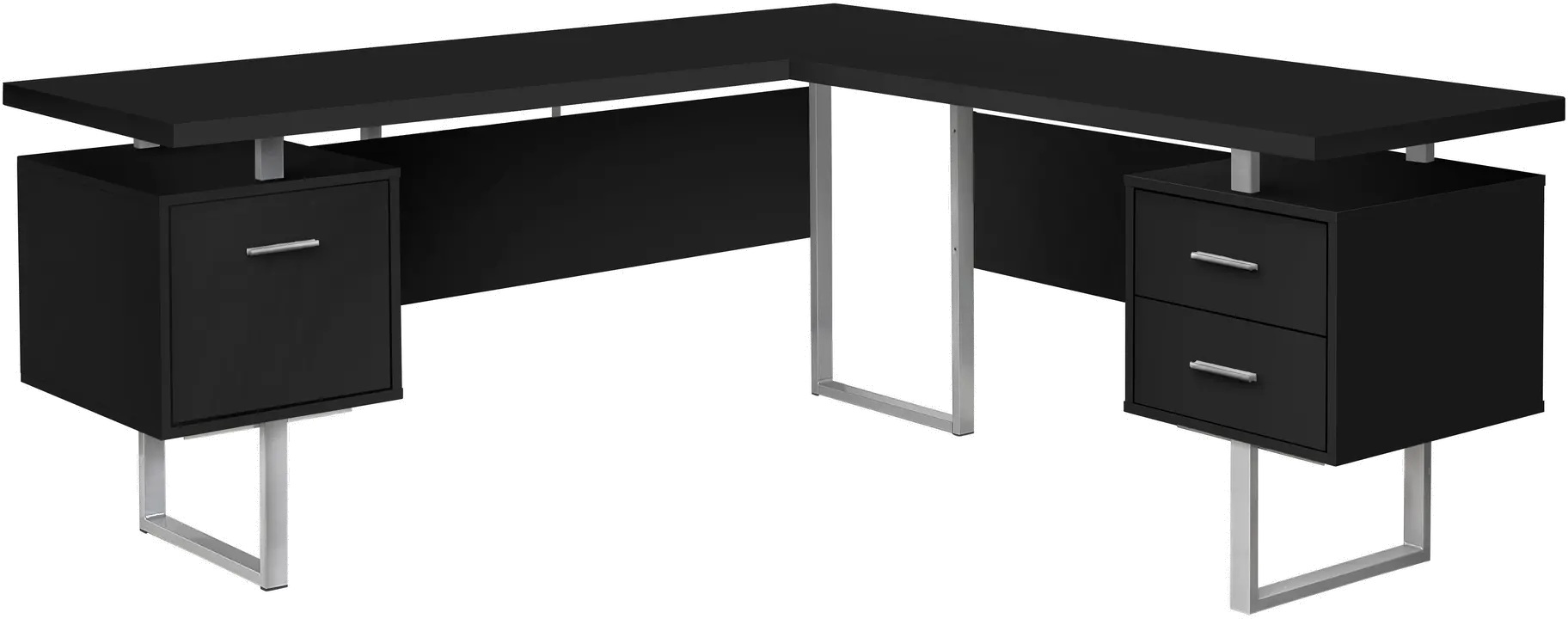 Karner Black and Silver L-Shaped Desk-1