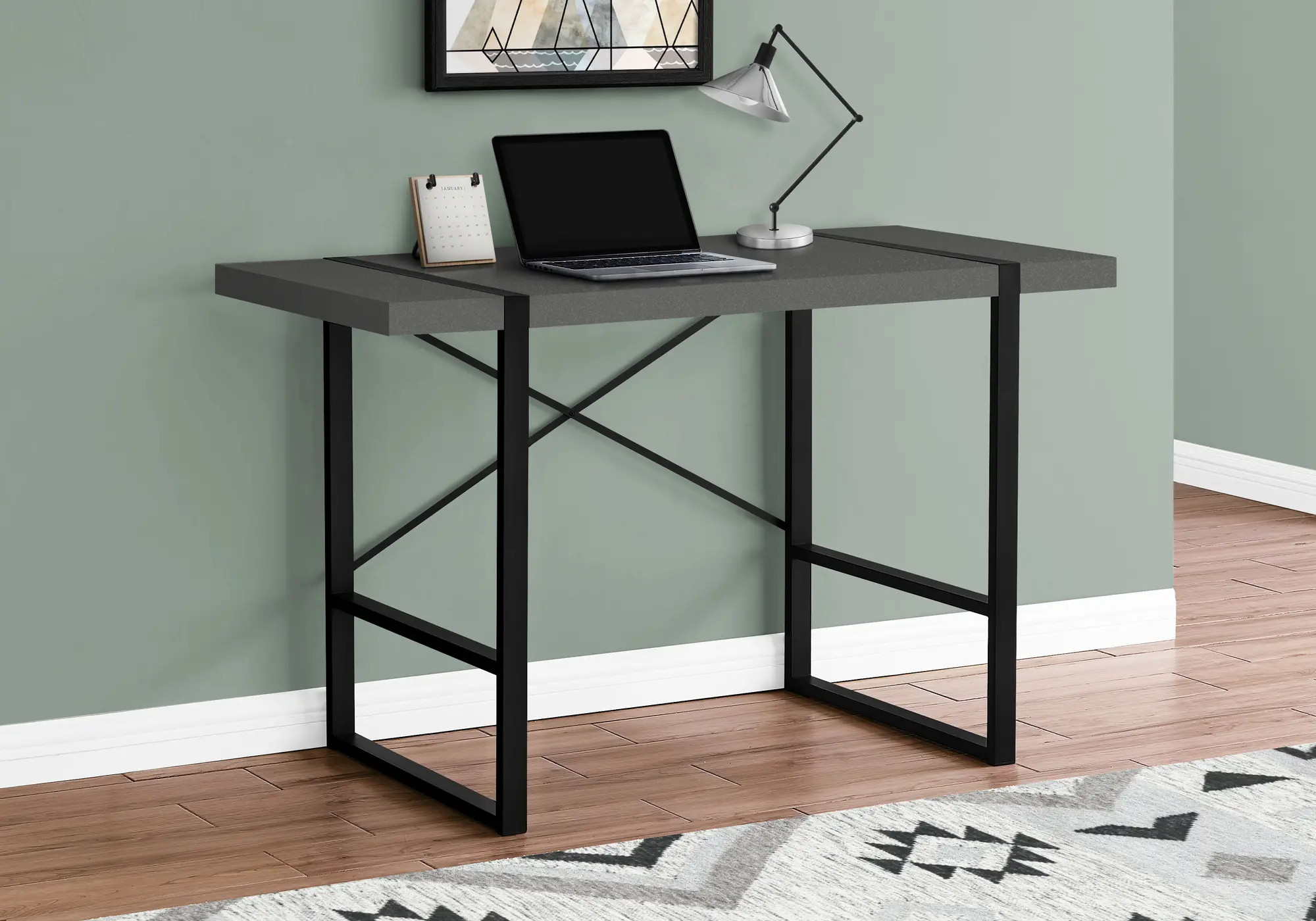 Gray and Black Thick Panel Computer Desk-2
