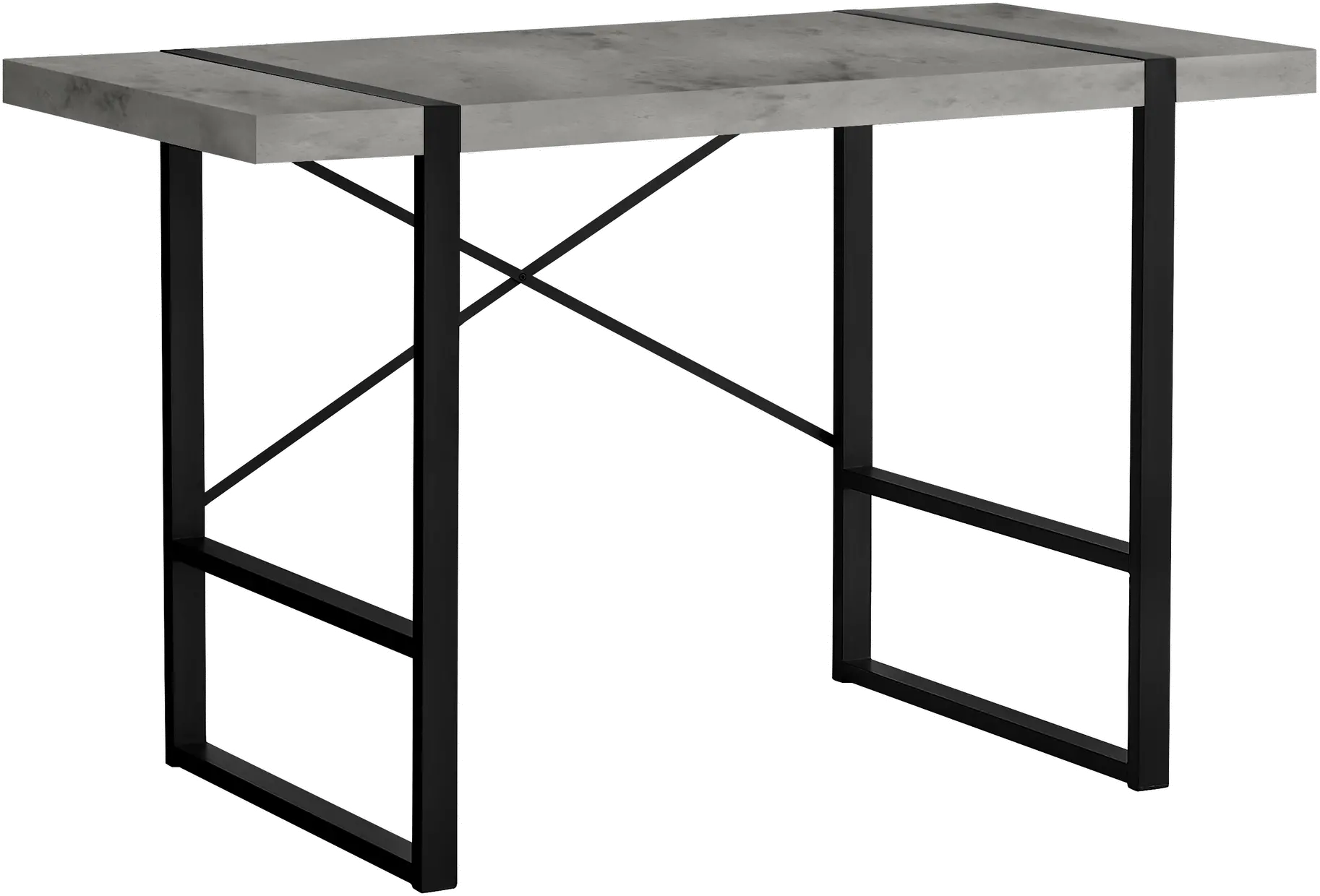 Concrete and Black Thick Panel Computer Desk-1