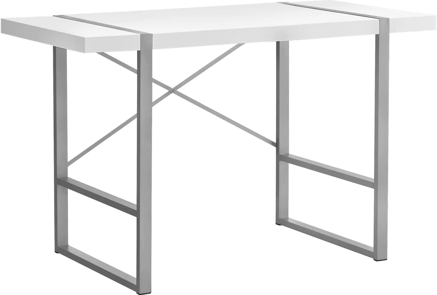 White and Silver Thick Panel Computer Desk-1