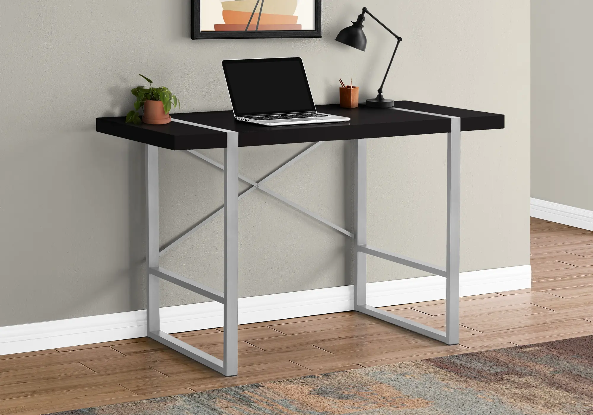 Black and Silver Computer Desk-2