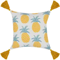 Yellow and Multi Color Pineapple Indoor-Outdoor Throw Pillow