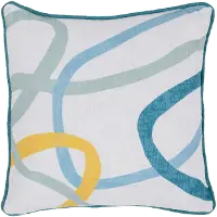 Blue and Multi Color Indoor-Outdoor Throw Pillow