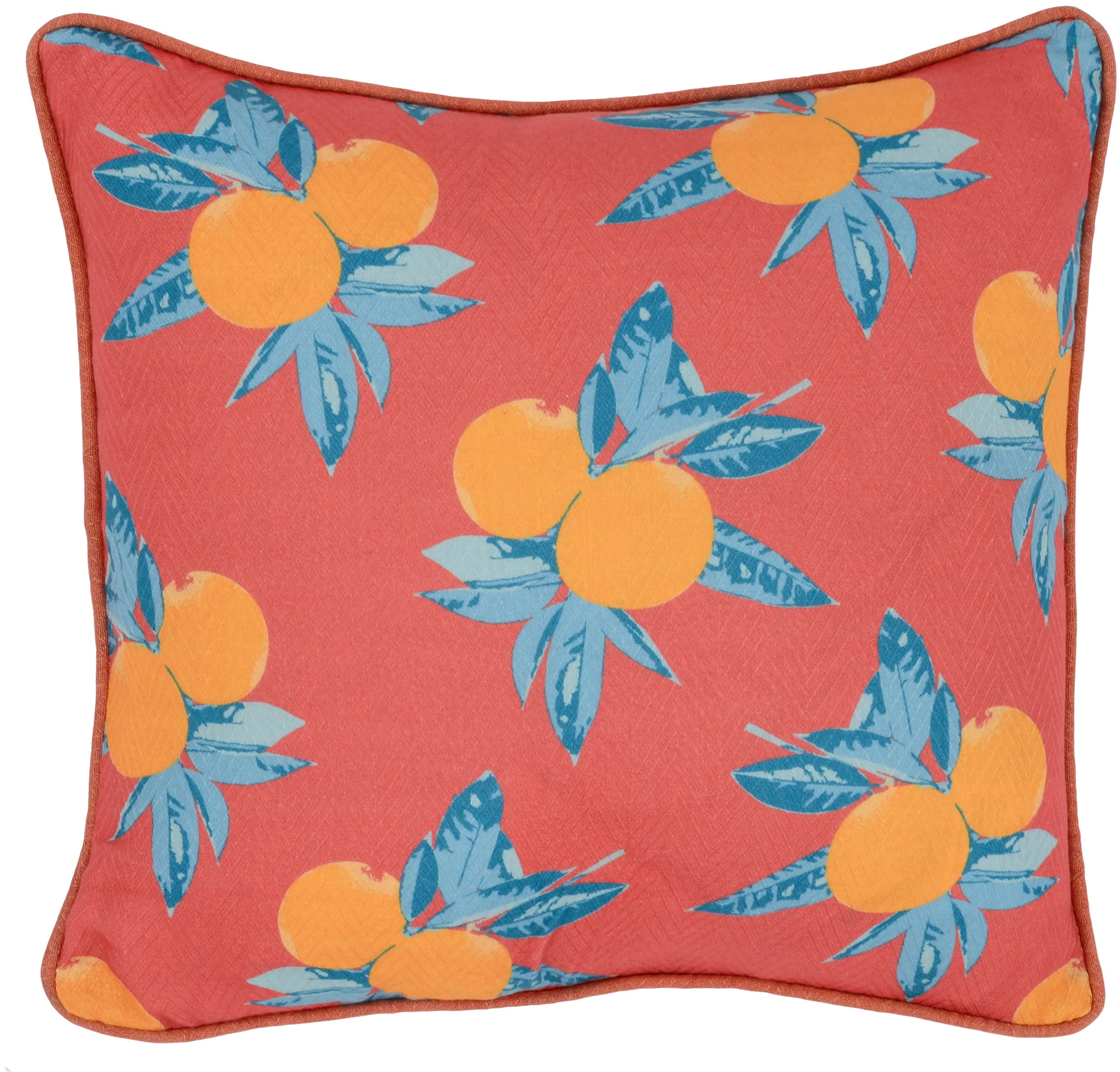 Orange Grove Red and Multi Color Indoor-Outdoor Throw Pillow-1