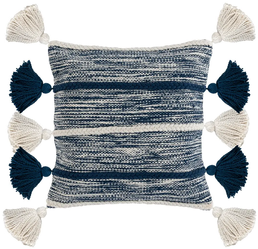 Square Azul Blue Elan Throw Pillow with Tassels-1