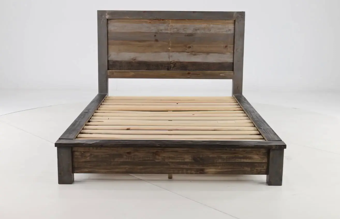 Loft Rustic Pine Queen Platform Bed-5