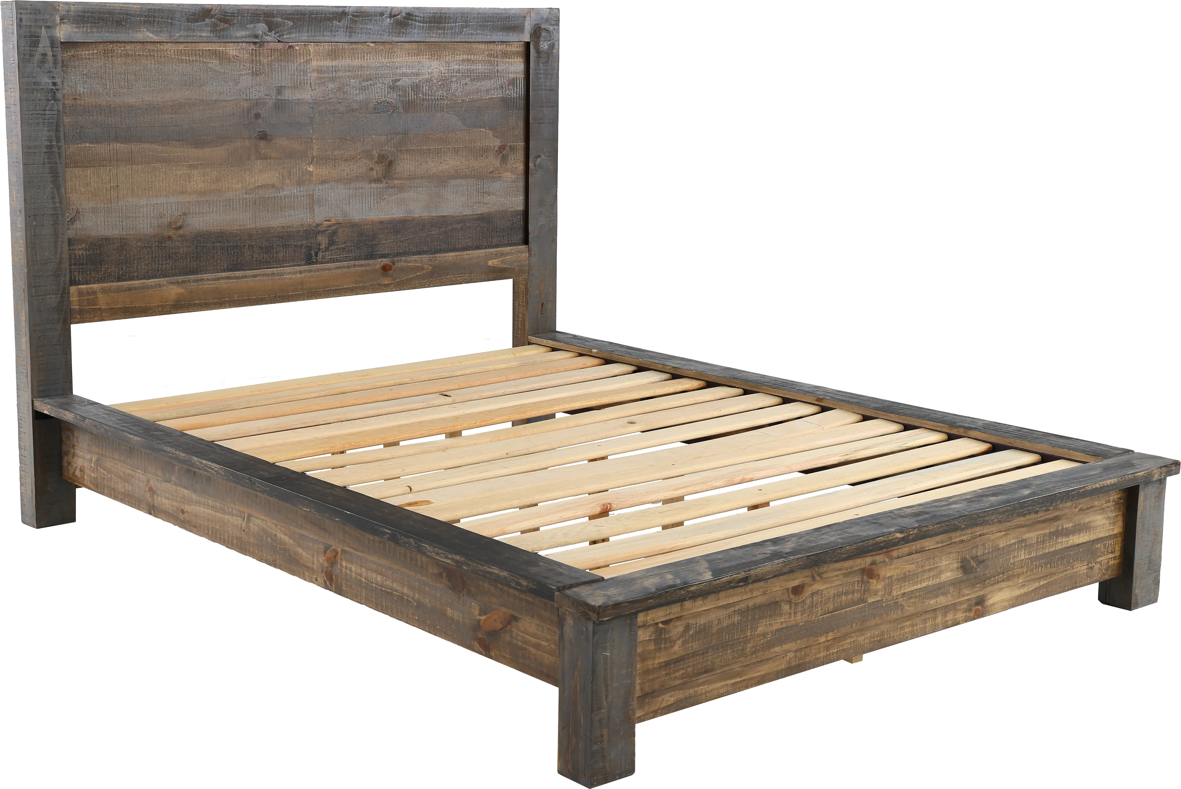Loft Rustic Pine Queen Platform Bed-7