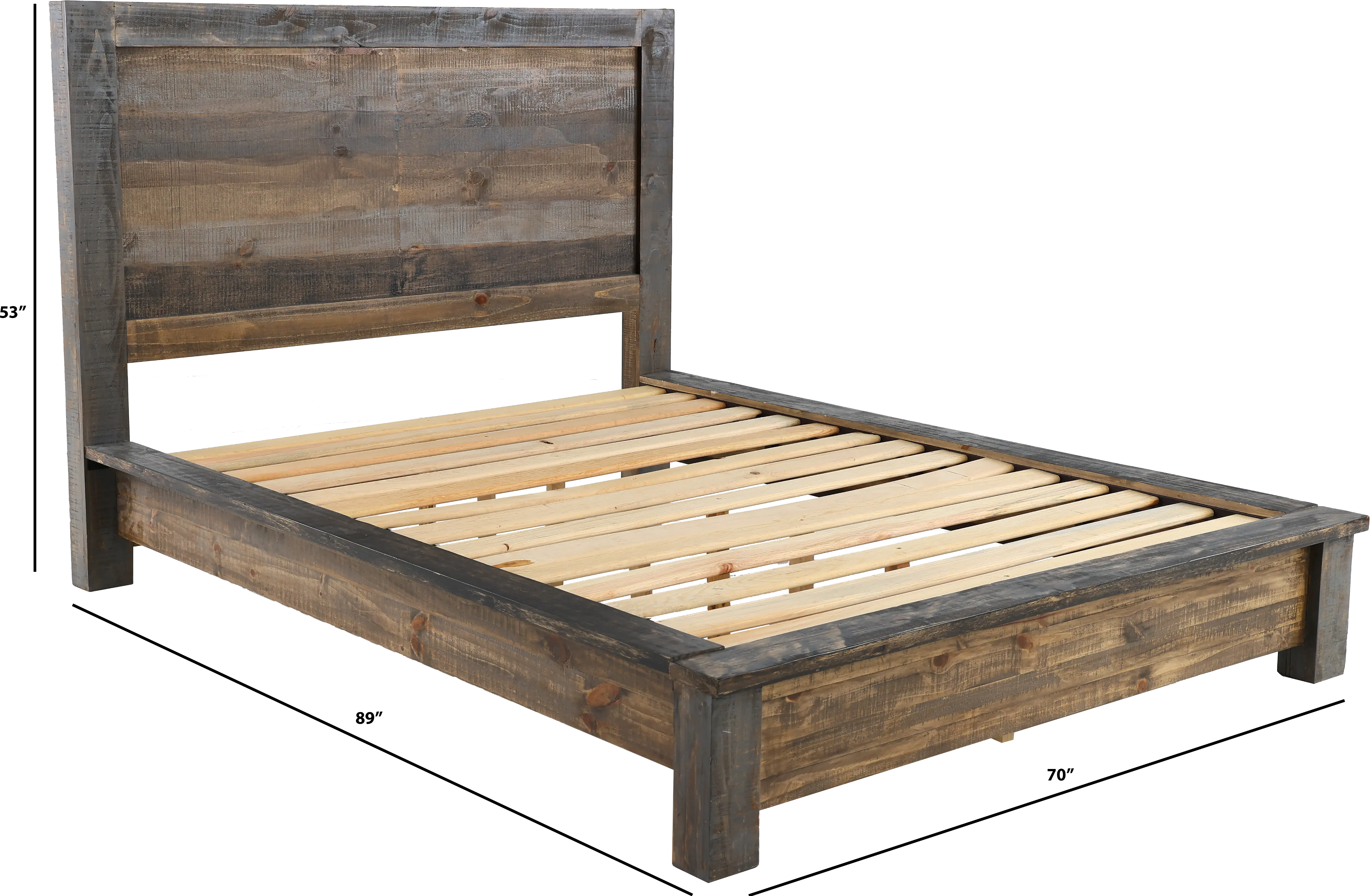 Loft Rustic Pine Queen Platform Bed-3