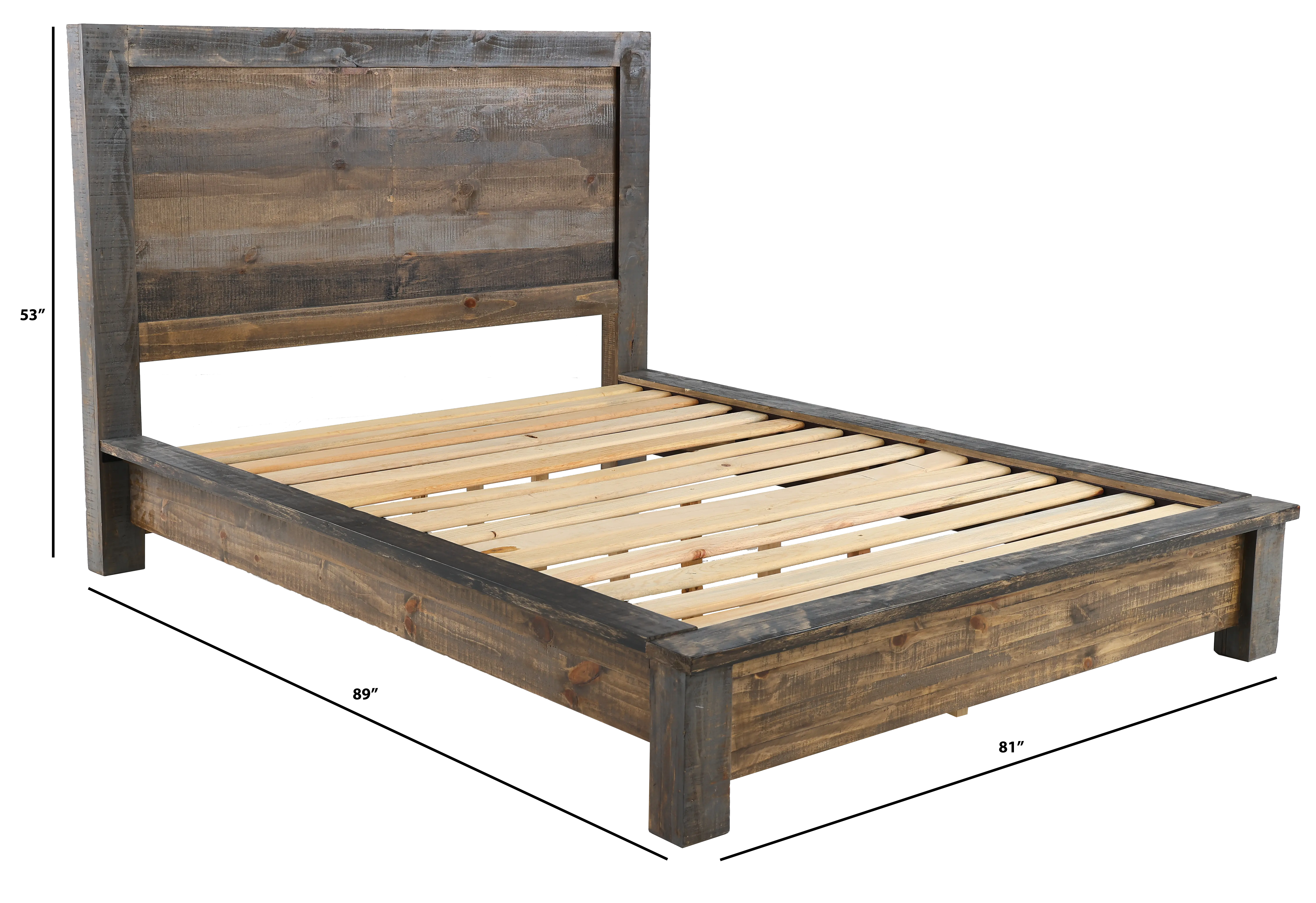 Loft Rustic Pine King Platform Bed-3