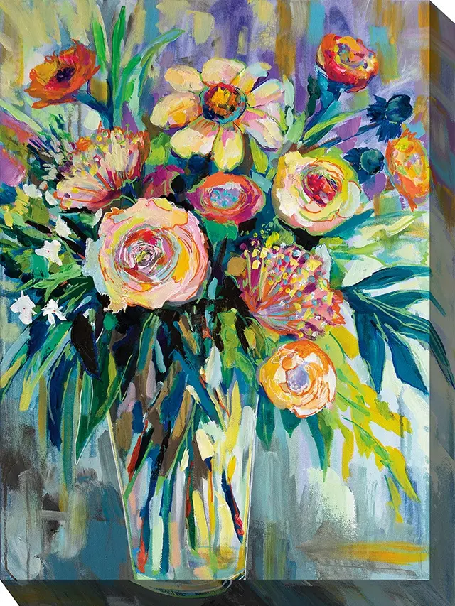 Multi Color Floral Showoffs Patio Canvas Outdoor-Indoor Wall Art-1