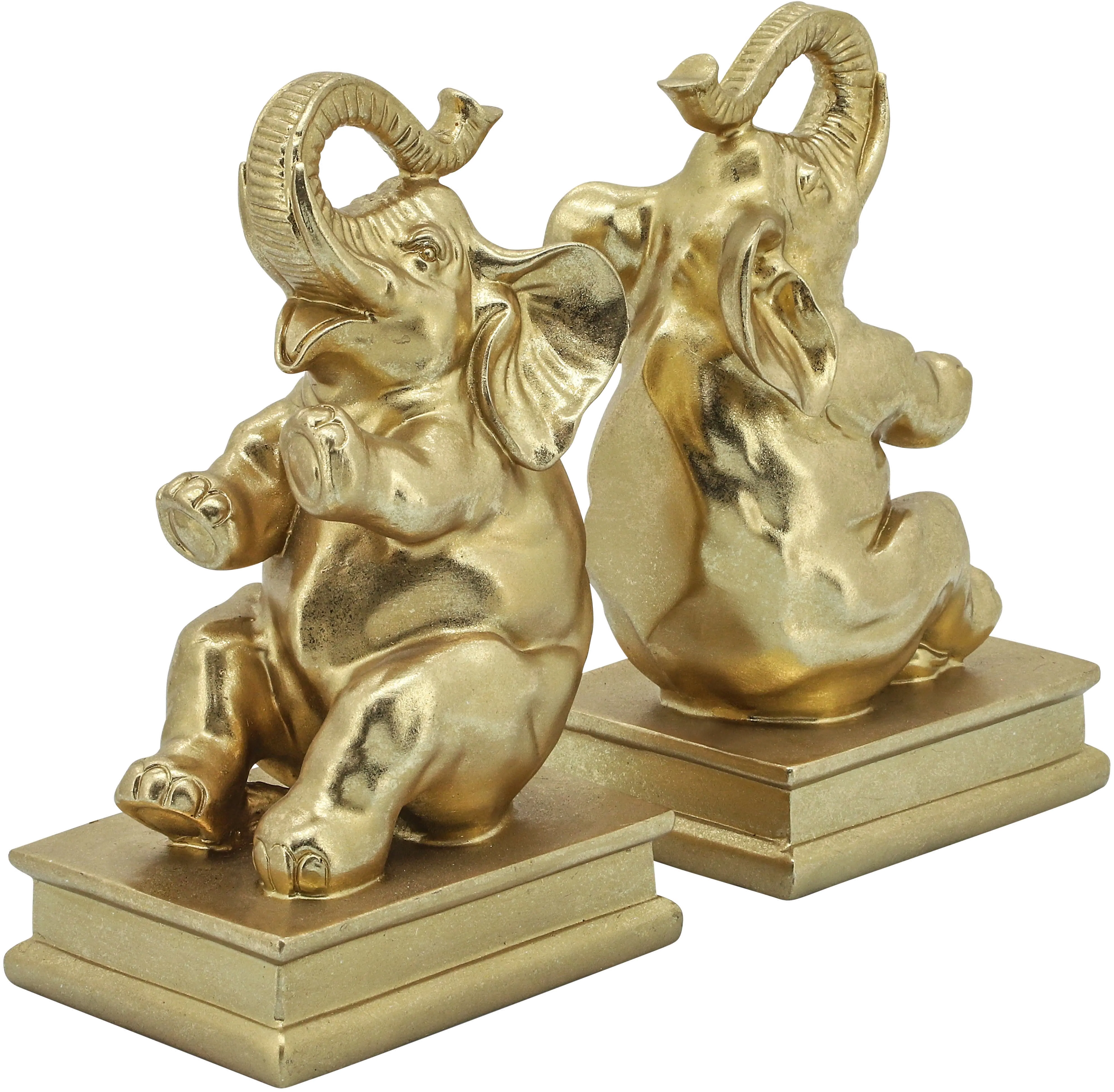11 Inch Gold Elephant Bookend Pair-1