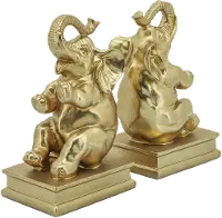 11 Inch Gold Elephant Bookend Pair
